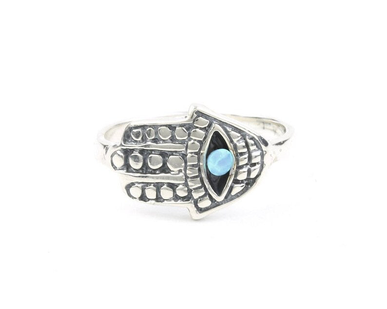 Hamsa Opal Ring
