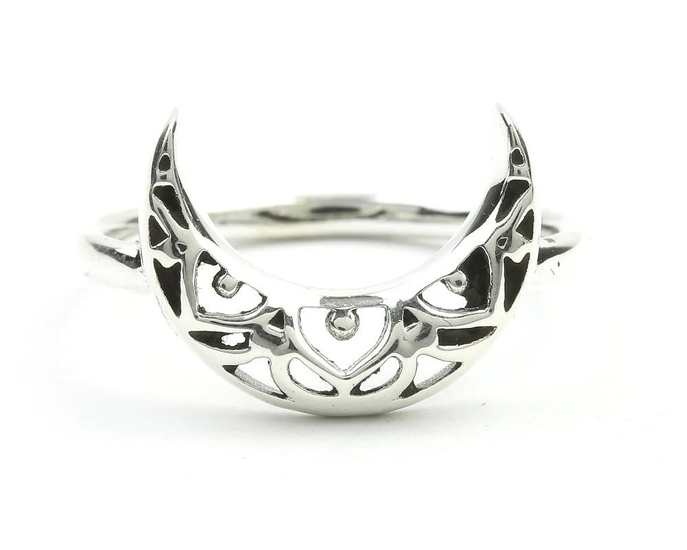 Mandala Moon Ring